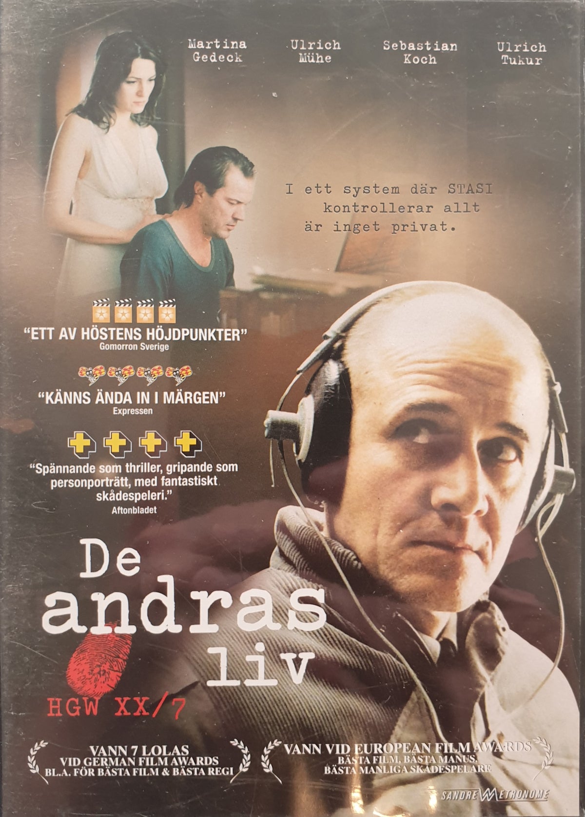 De andras liv / Das Leben der Anderen (2006) DVD – omslag