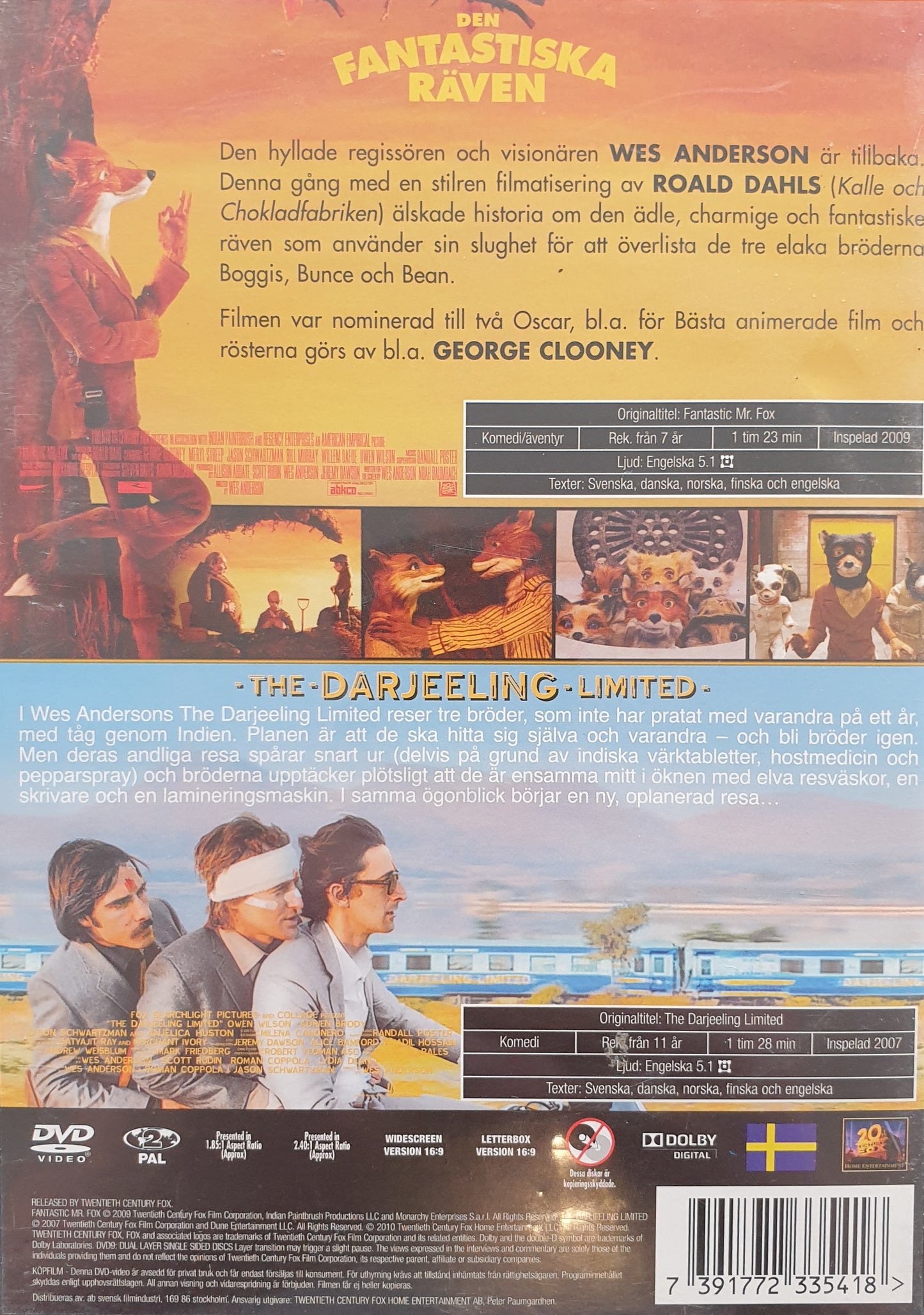 DEN FANTASTISKA RÄVEN / THE DARJEELING LIMITED - 2 FILMER