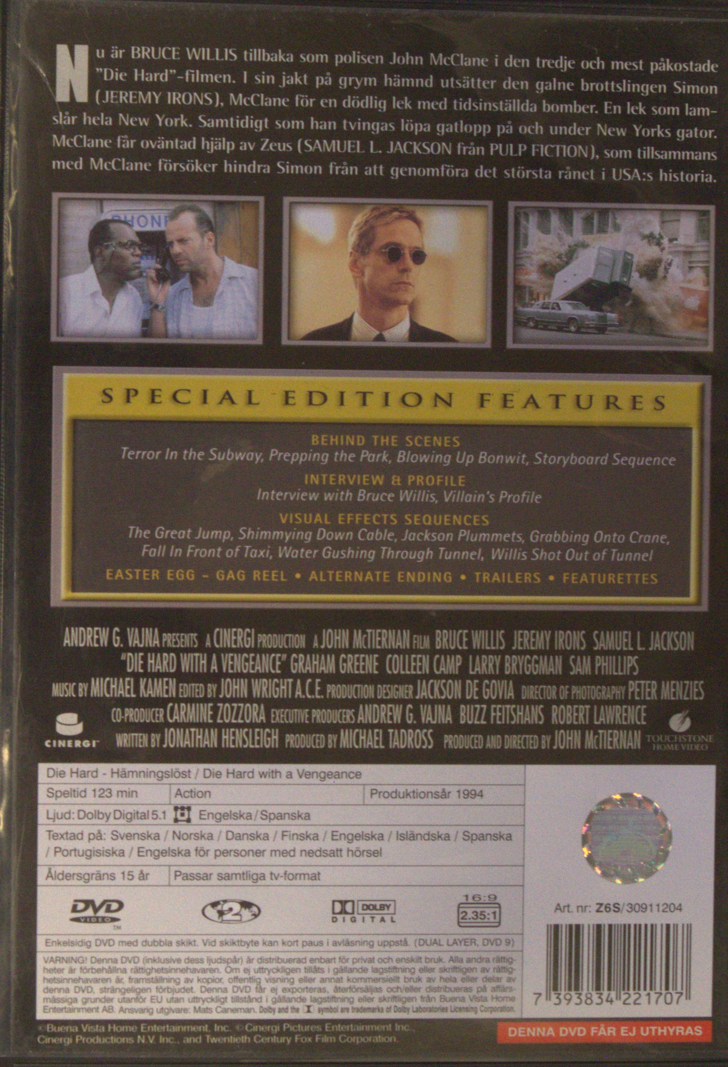 DIE HARD - HÄMNINGSLÖST - SPECIAL EDITION / DIE HARD WITH A VENGEANCE