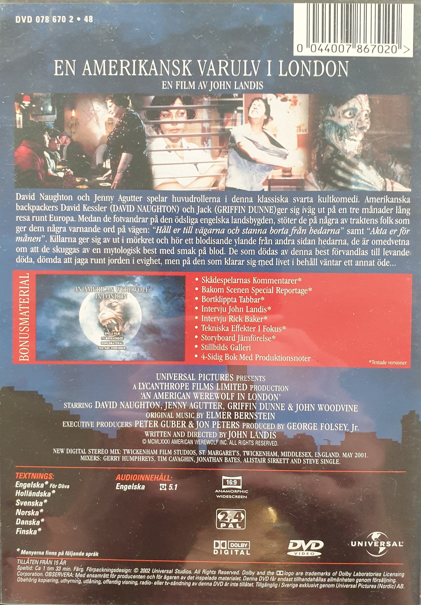 EN AMERIKANSK VARULV I LONDON / AN AMERICAN WEREWOLF IN LONDON