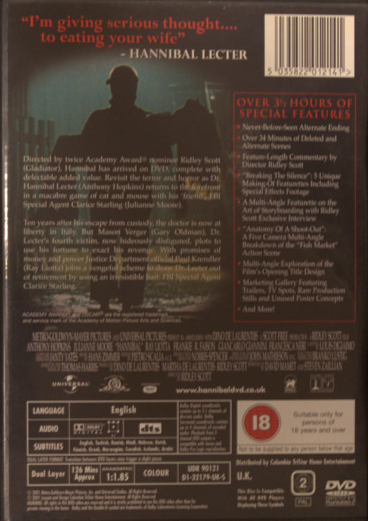 HANNIBAL - DELECTABLE 2 DISC DVD