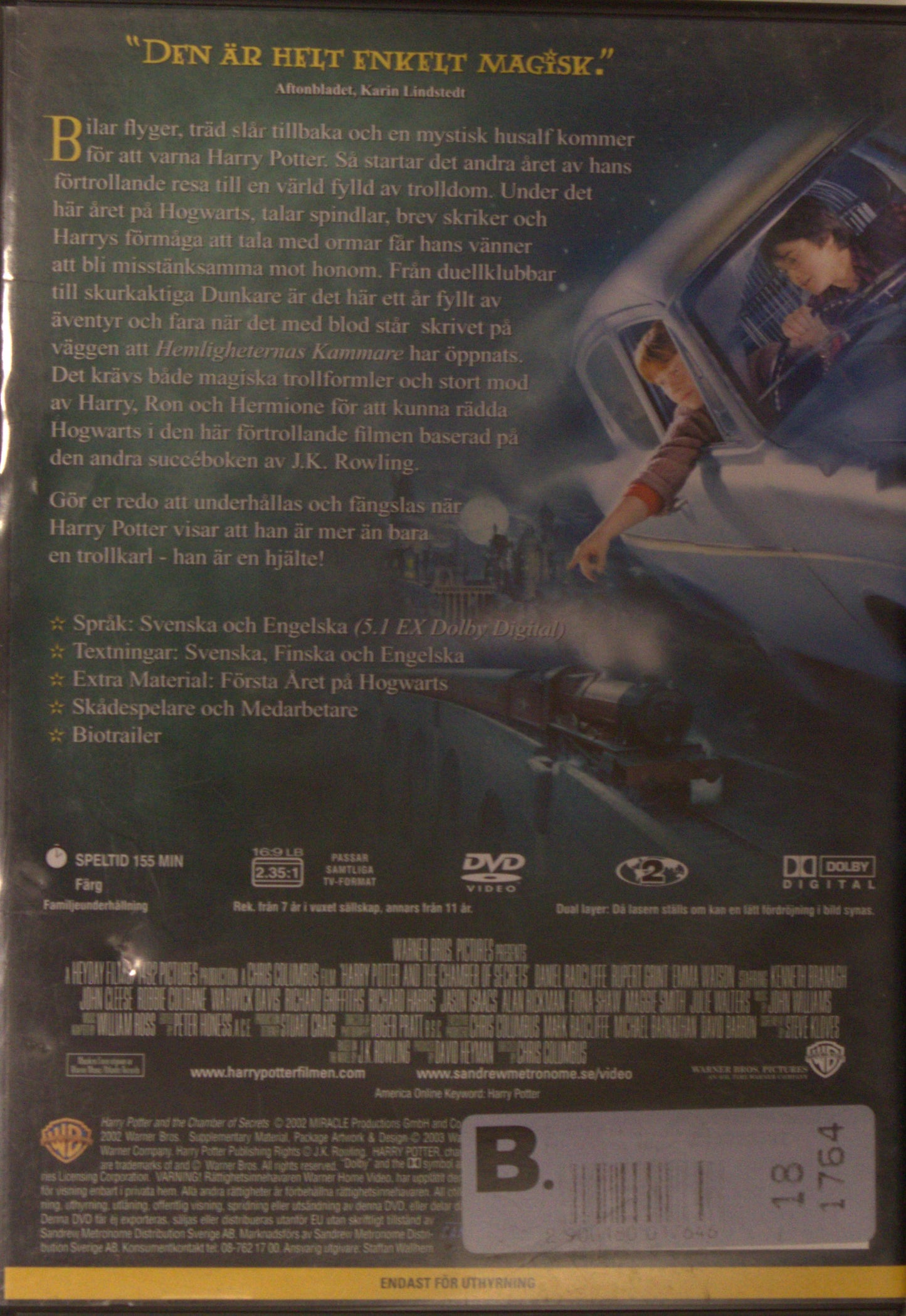 HARRY POTTER OCH HEMLIGHETERNAS KAMMARE / HARRY POTTER AND THE CHAMBER OF SECRETS