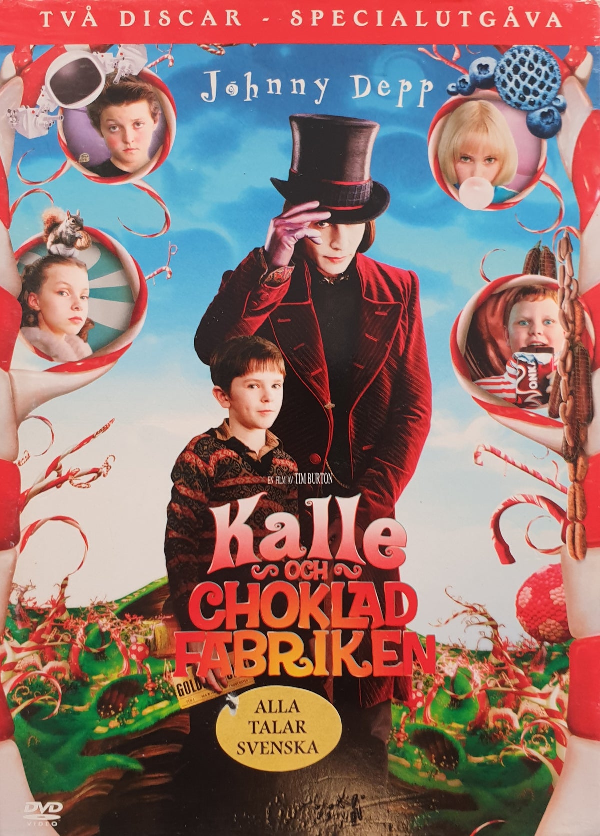 Kalle och chokladfabriken / Charlie and the Chocolate Factory – Specialutgåva (2 skivor) (2005) DVD – omslag