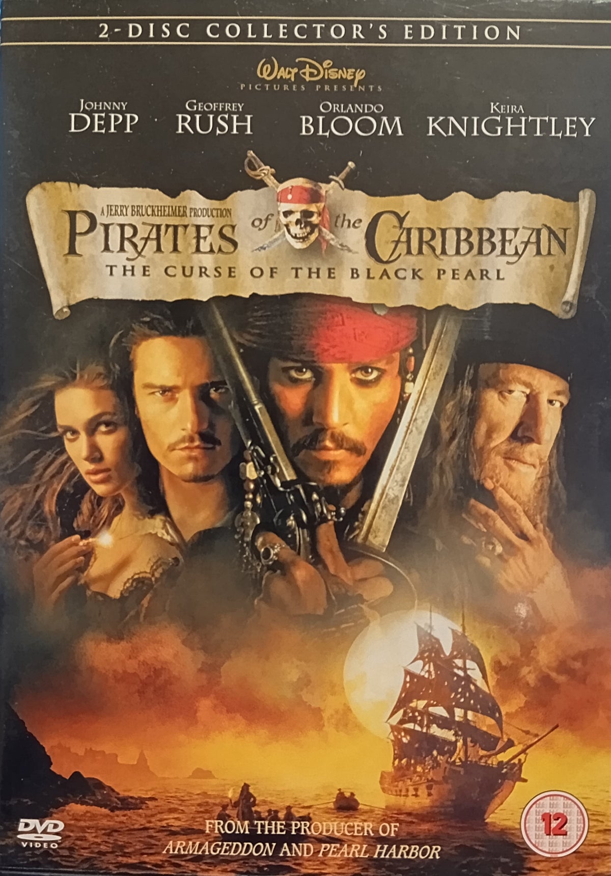 Pirates of the Caribbean: The Curse of the Black Pearl / Svarta Pärlans förbannelse (2003) DVD – omslag