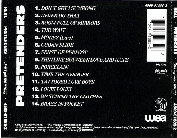 THE PRETENDERS - DON'T GET ME WRONG (14 CLASSIC TRACKS) - CD