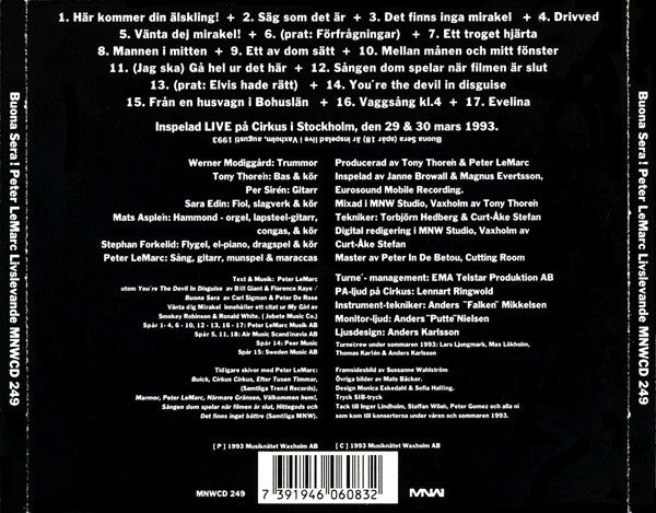PETER LEMARC - BUONA SERA! PETER LEMARC LIVSLEVANDE - CD