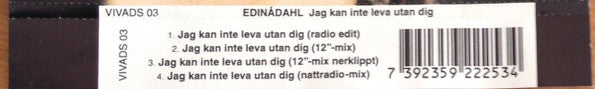 EDIN-ÅDAHL - JAG KAN INTE LEVA UTAN DIG - CD-MAXISINGLE