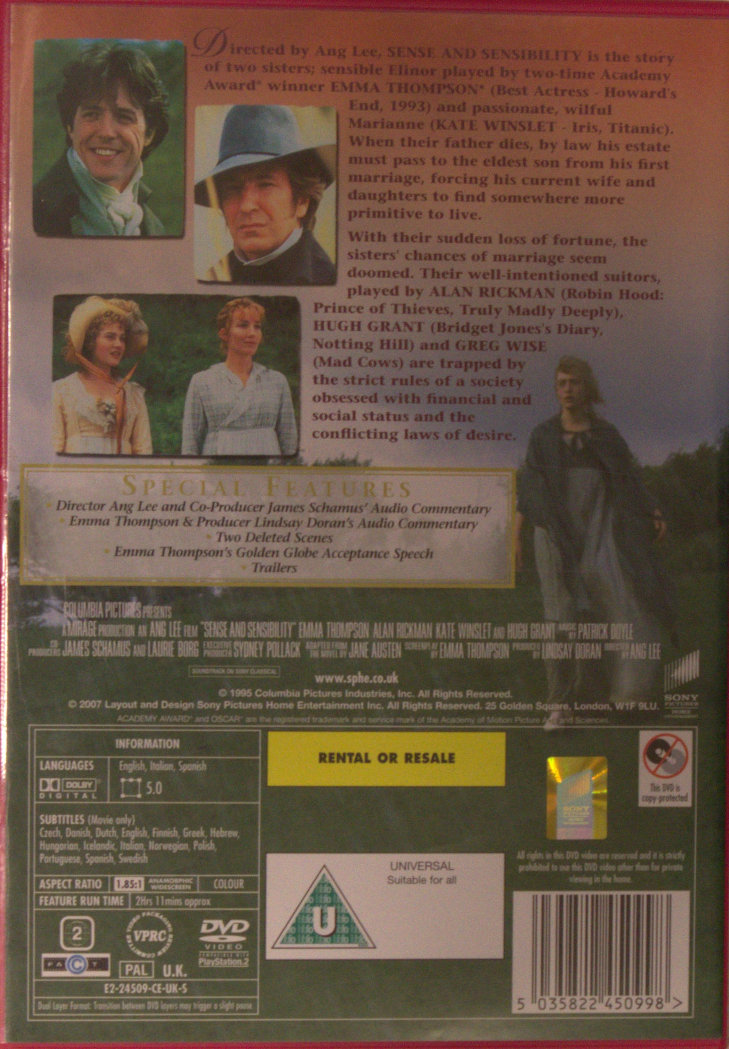 SENSE AND SENSIBILITY / FÖRNUFT OCH KÄNSLA - COLLECTOR'S EDITION