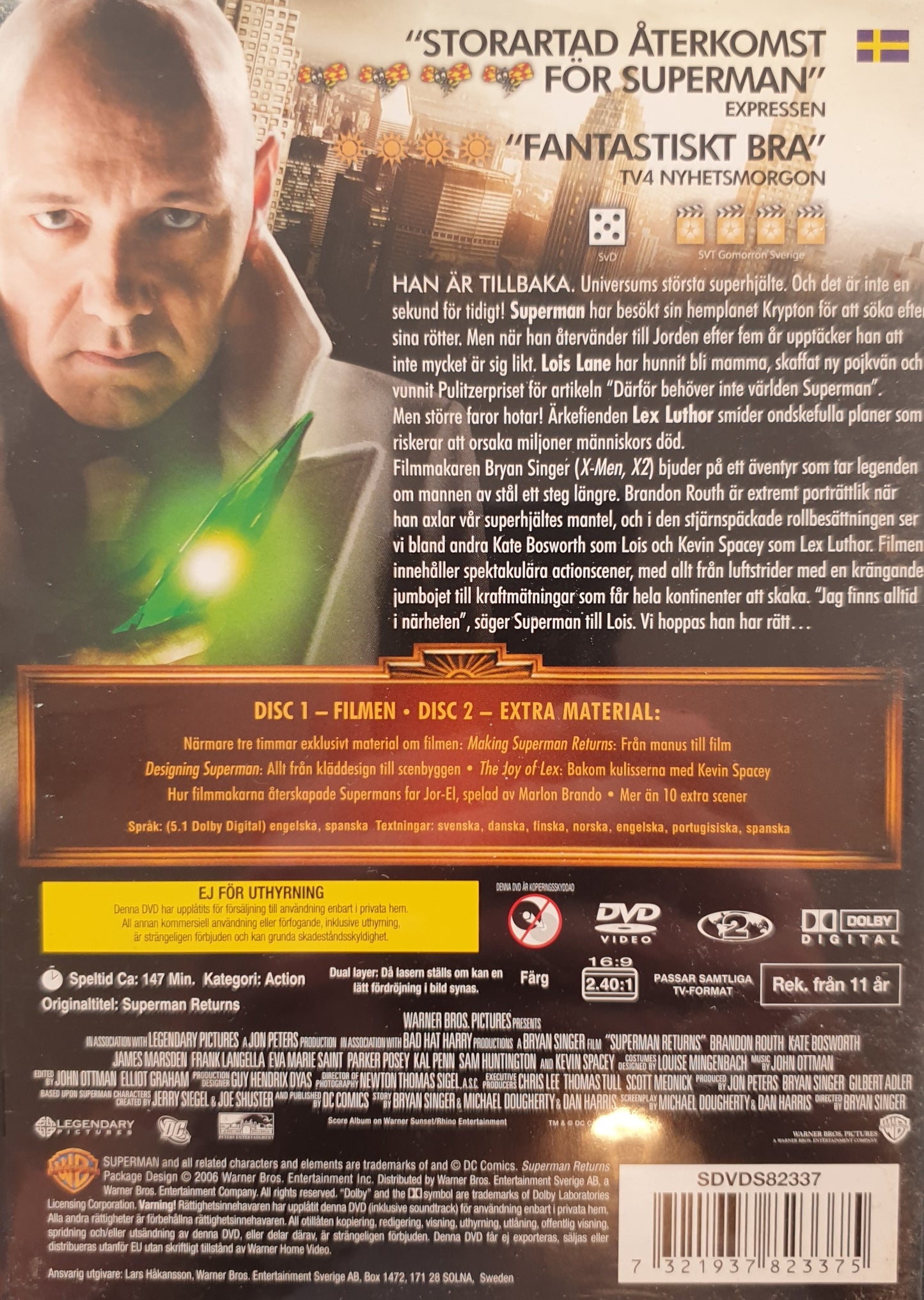 SUPERMAN RETURNS - två discar - specialutgåva