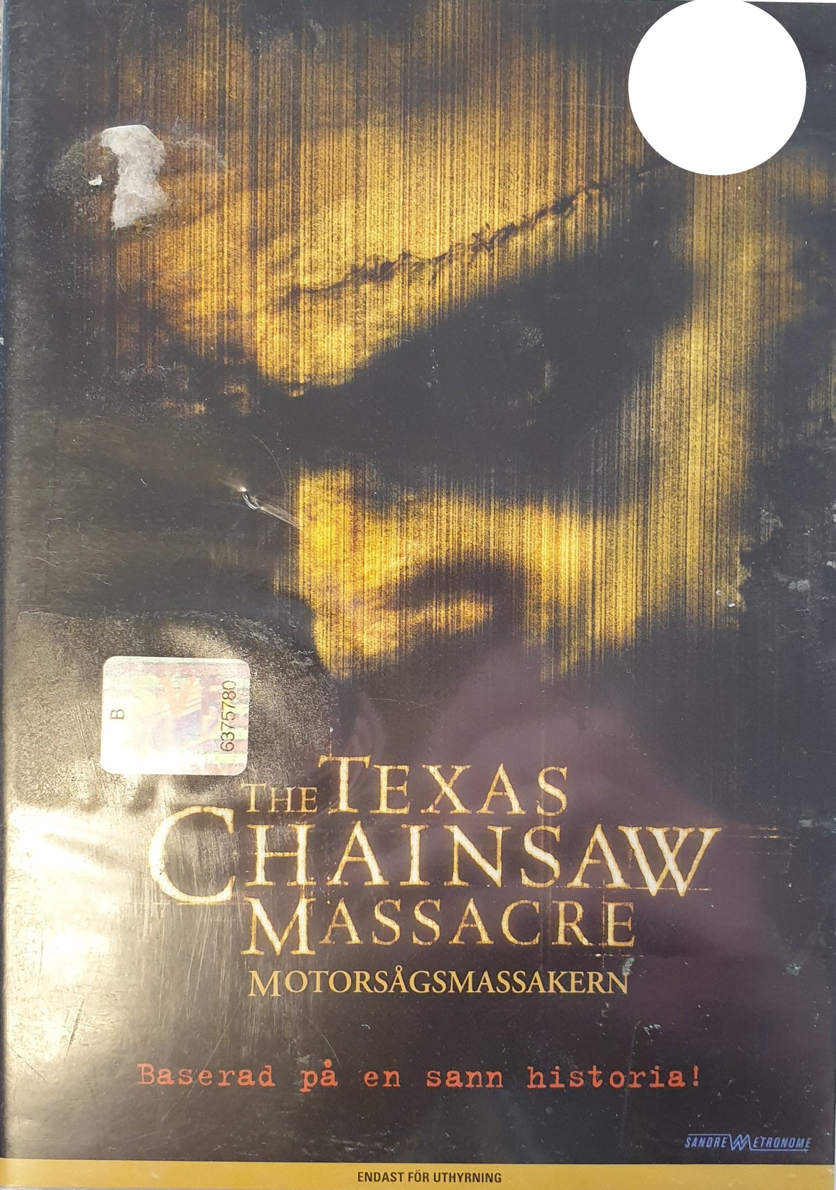 The Texas Chainsaw Massacre / Motorsågsmassakern (1974) DVD – omslag