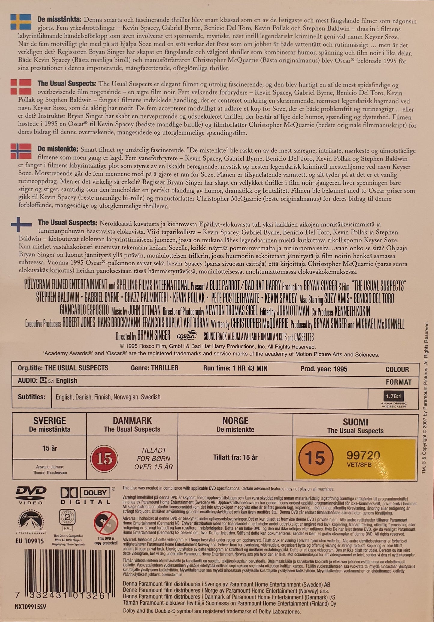 THE USUAL SUSPECTS / DE MISSTÄNKTA