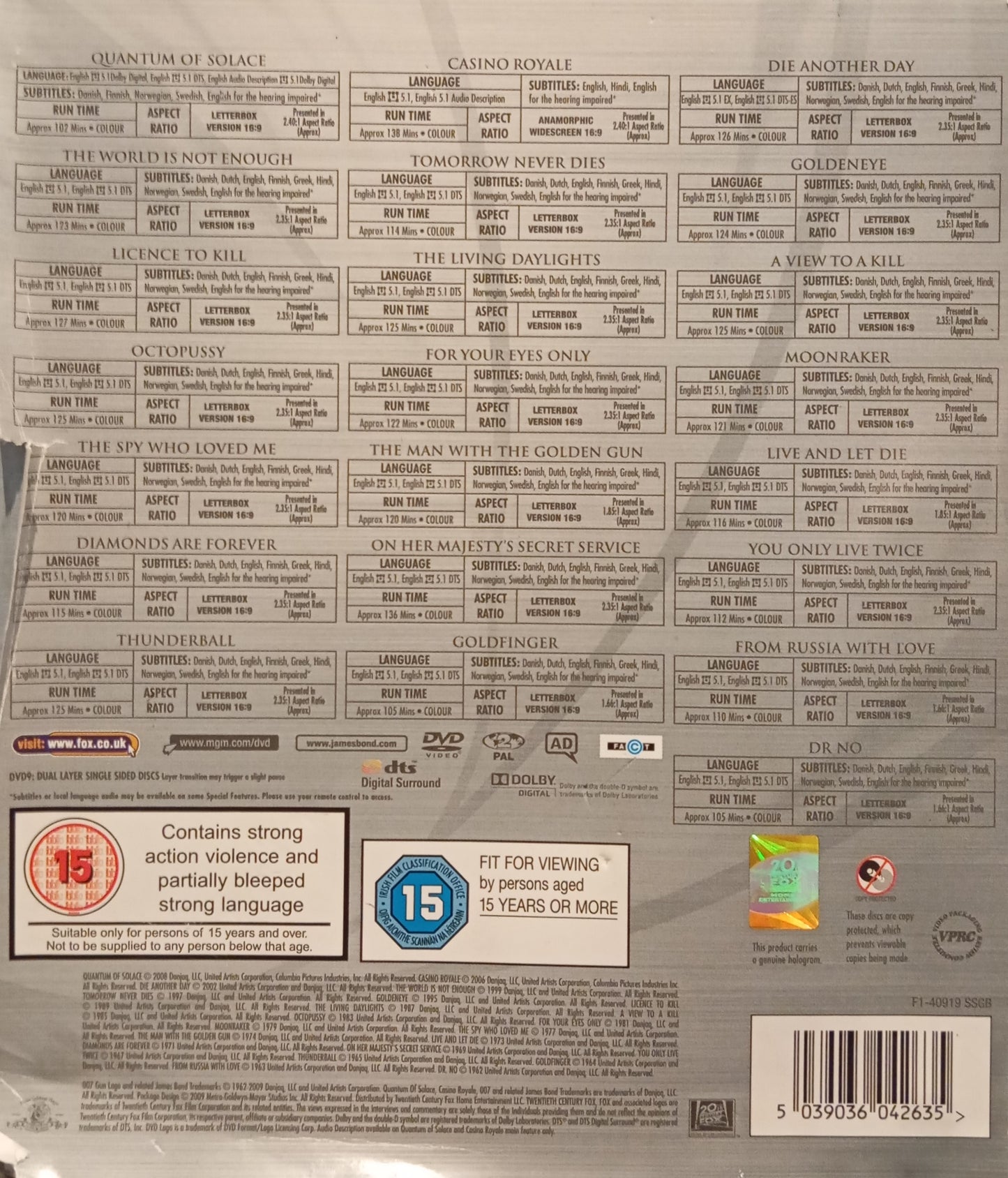 THE JAMES BOND ULTIMATE DVD COLLECTOR'S SET 1-22