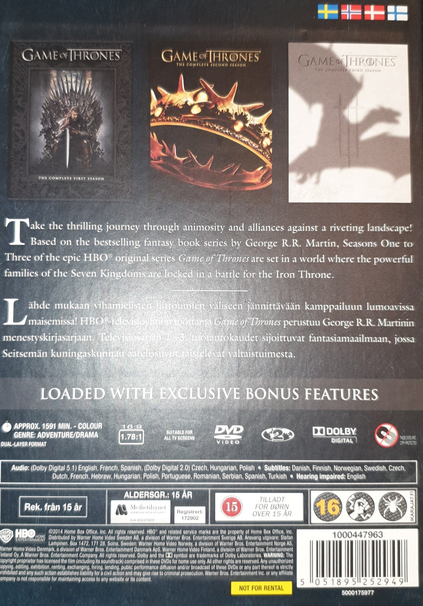 GAME OF THRONES - THE COMPLETE SEASONS 1-3