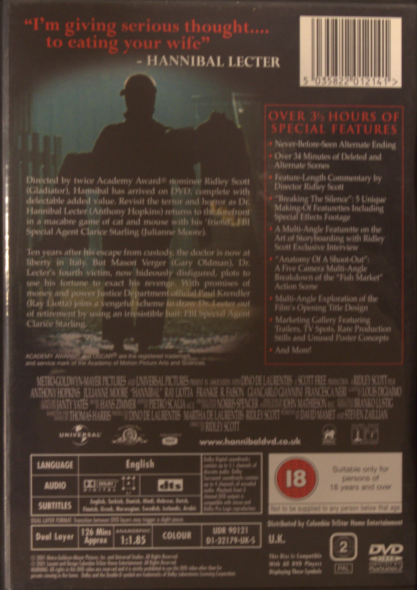 HANNIBAL - DELECTABLE 2 DISC DVD