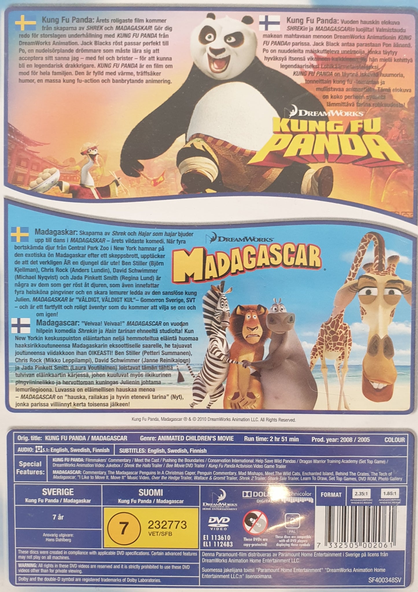 KUNG FU PANDA / MADAGASCAR - 2 FILMER