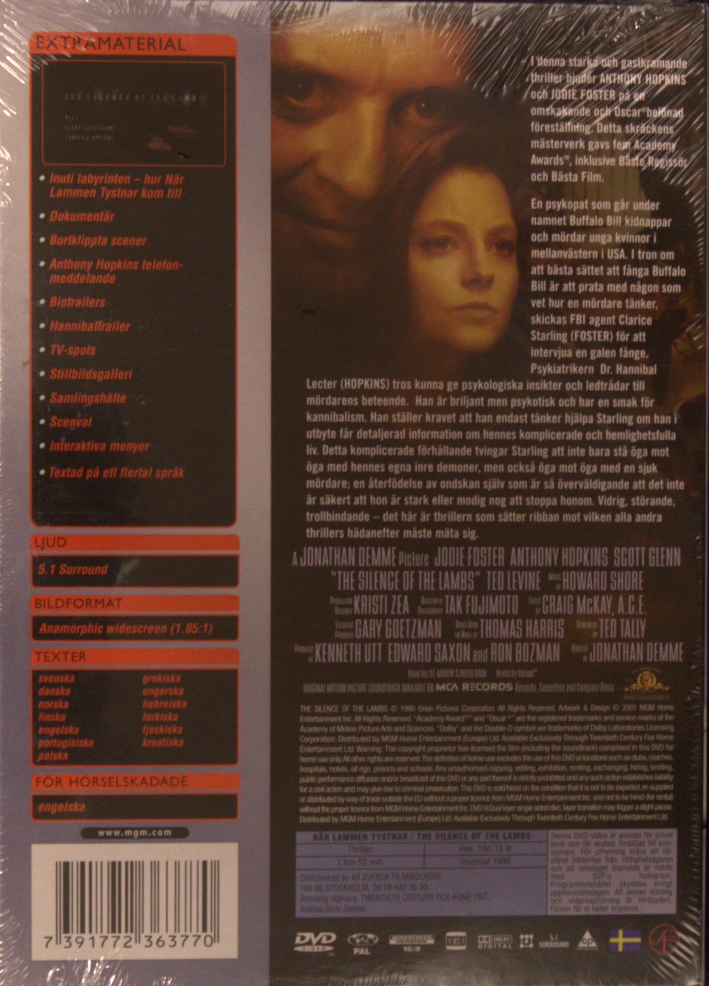 NÄR LAMMEN TYSTNAR / SILENCE OF THE LAMBS - SPECIAL EDITION