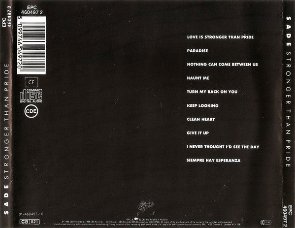 SADE - STRONGER THAN PRIDE - CD