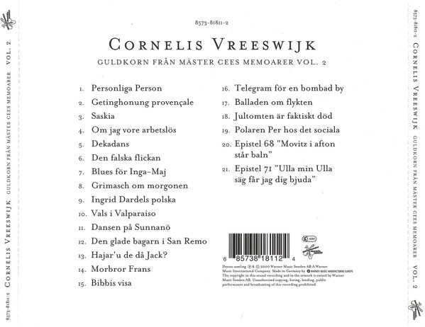 CORNELIS VREESWIJK - GULDKORN FRÅN MÄSTER CEES MEMOARER VOL. 2 - CD