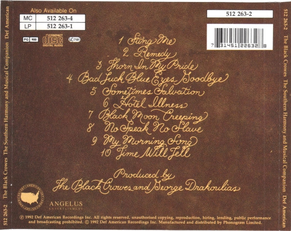 THE BLACK CROWES - THE SOUTHERN HARMONY AND MUSICAL COMPANION - CD