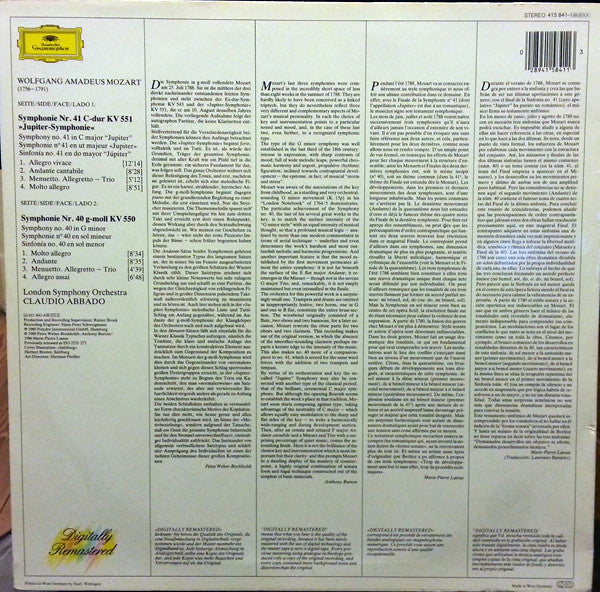 MOZART - SYMPHONIES NO. 40 & 41 "JUPITER" - VINYL