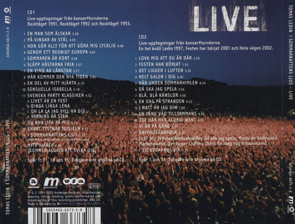 TOMAS LEDIN - I SOMMARNATTENS LJUS - LIVE - 2 X CD