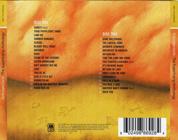 SUPERTRAMP - RETROSPECTACLE ( THE SUPERTRAMP ANTHOLOGY ) - 2 X CD