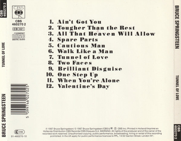 BRUCE SPRINGSTEEN - TUNNEL OF LOVE - CD