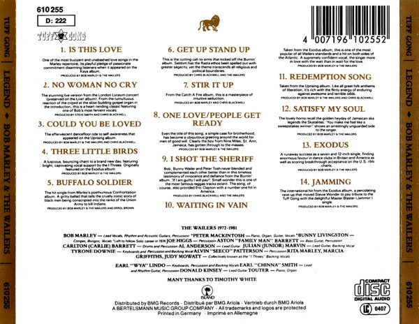 BOB MARLEY AND THE WAILERS - LEGEND (THE BEST OF BOB MARLEY AND THE WAILERS - CD