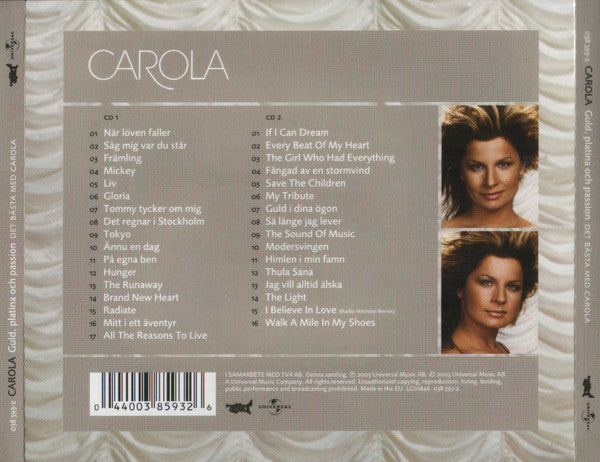CAROLA - GULD, PLATINA OCH PASSION (DET BÄSTA MED CAROLA) - 2 X CD