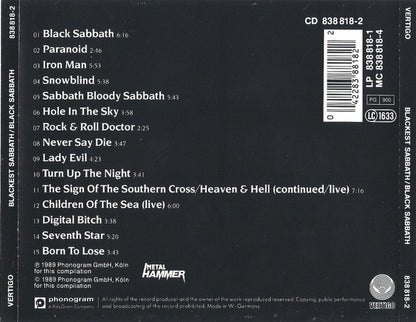 BLACK SABBATH - BLACKEST SABBATH / BLACK SABBATH 1970-1987 - CD
