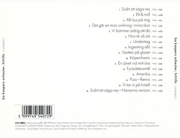 BO KASPERS ORKESTER - HITTILLS - CD