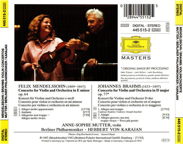 MENDELSSOHN / BRAHMS - VIOLIN CONCERTOS - CD