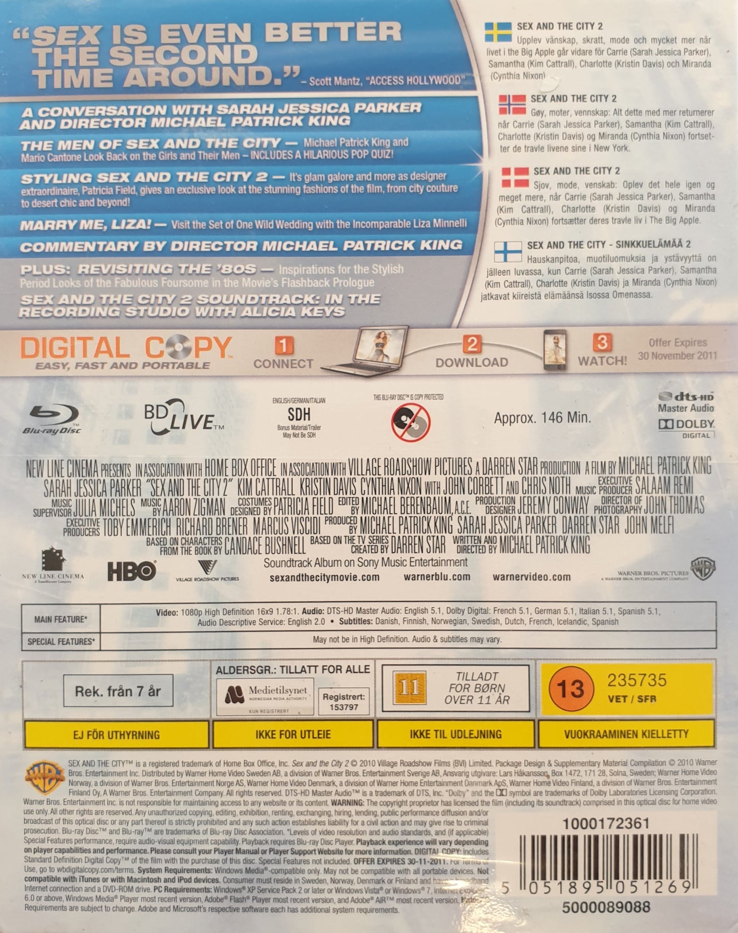 SEX AND THE CITY 2 - BLU-RAY, DVD, DIGITAL COPY