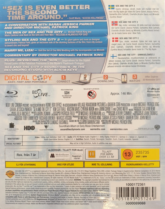 SEX AND THE CITY 2 - BLU-RAY, DVD, DIGITAL COPY