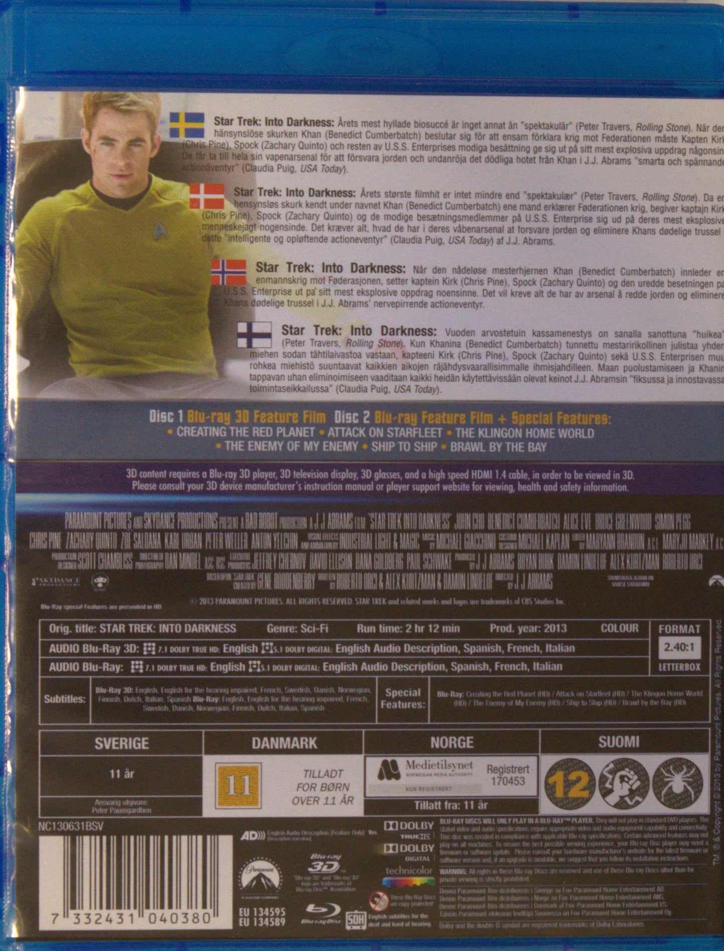 STAR TREK INTO DARKNESS - ÄVEN BLURAY 3D