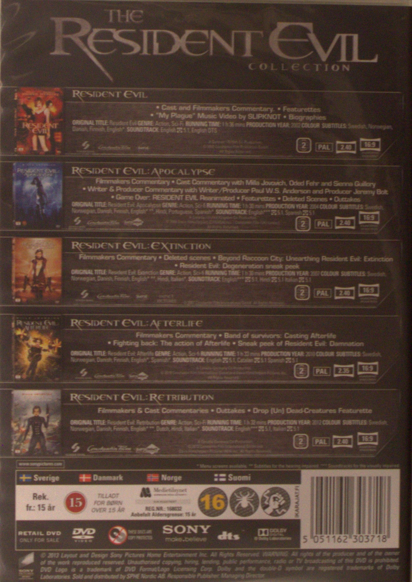 THE RESIDENT EVIL COLLECTION - ALL 5 FILMS