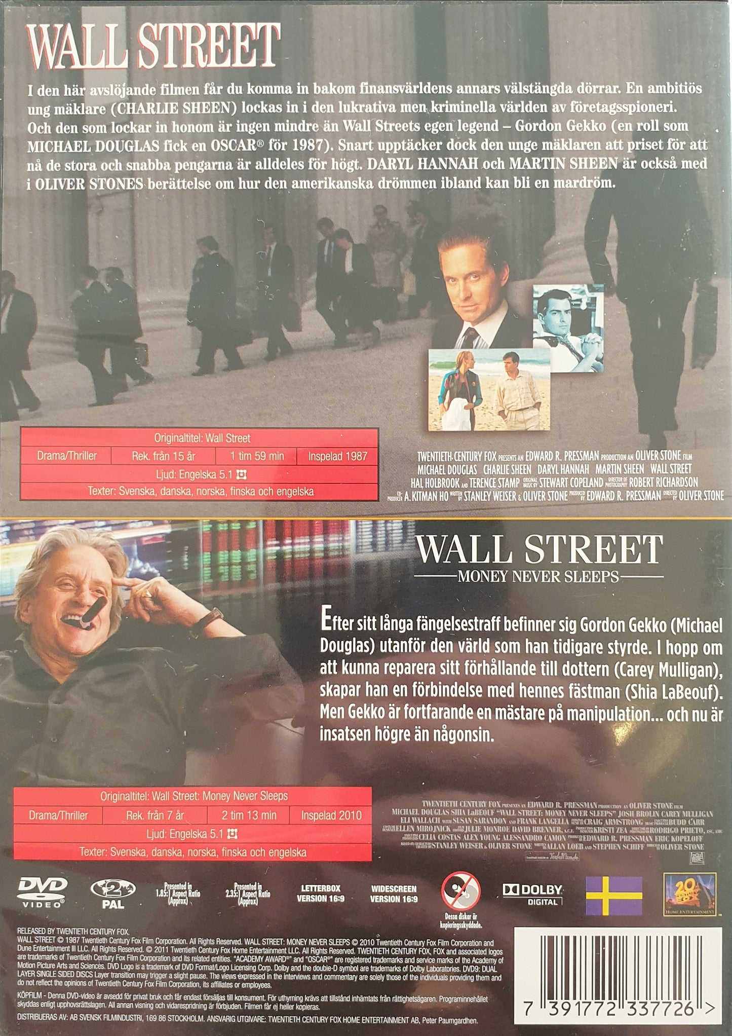 WALL STREET - WALL STREET - MONEY NEVER SLEEPS - 2 FILMER