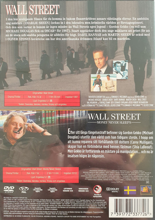 WALL STREET - WALL STREET - MONEY NEVER SLEEPS - 2 FILMER