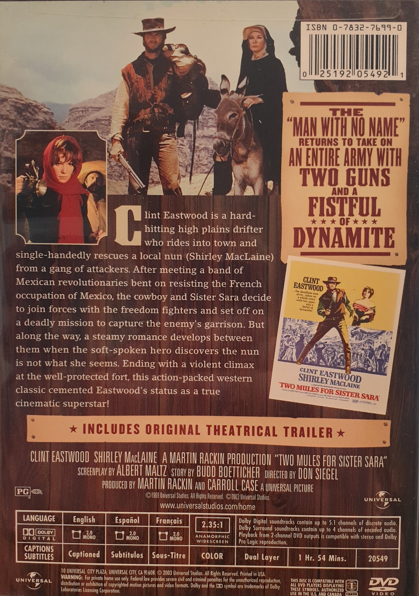 TWO MULES FOR SISTER SARA / SIERRA TORRIDA (EJ SVENSK TEXT)