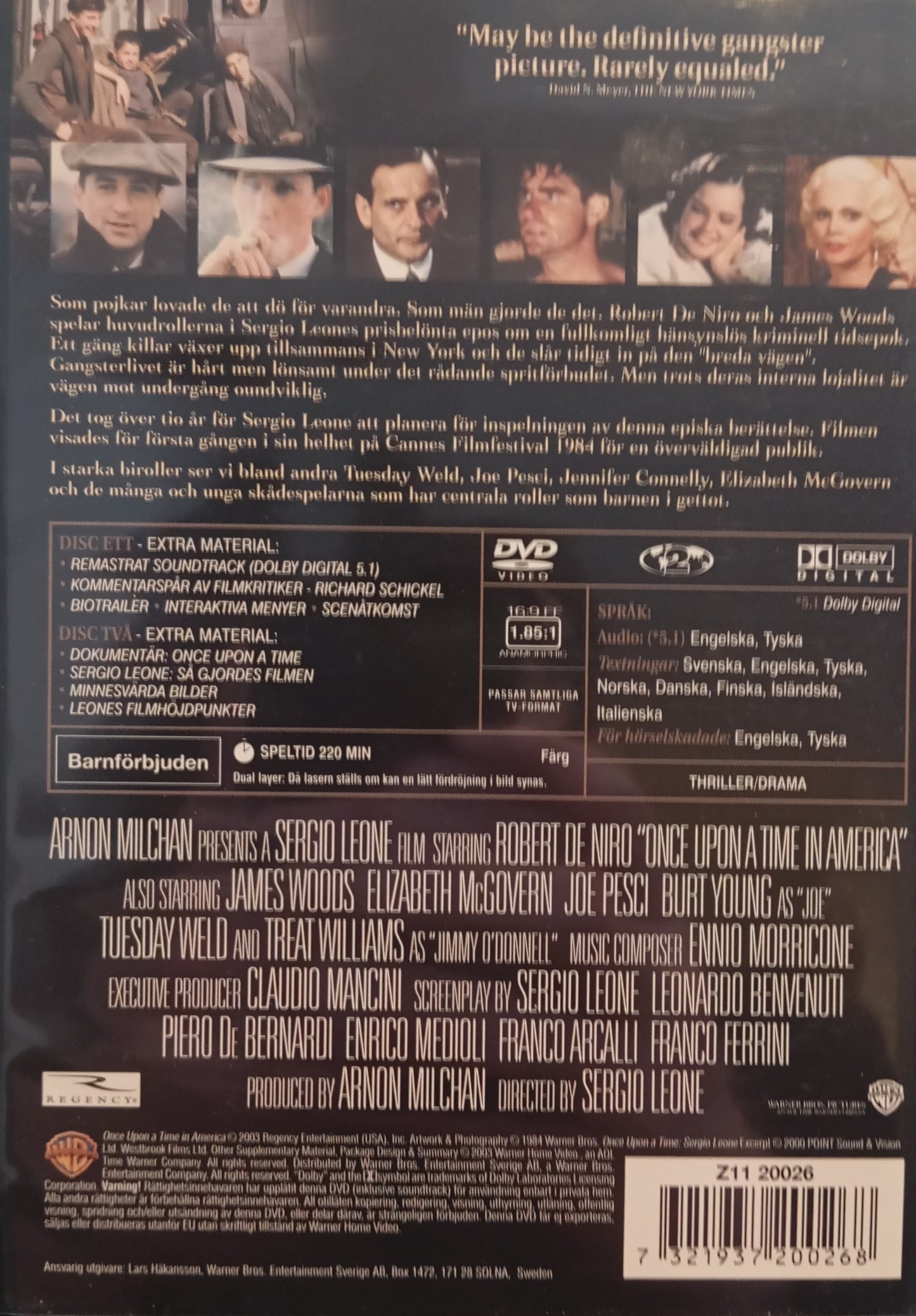 ONCE UPON A TIME IN AMERICA - SPECIALUTGÅVA 2 DISCAR